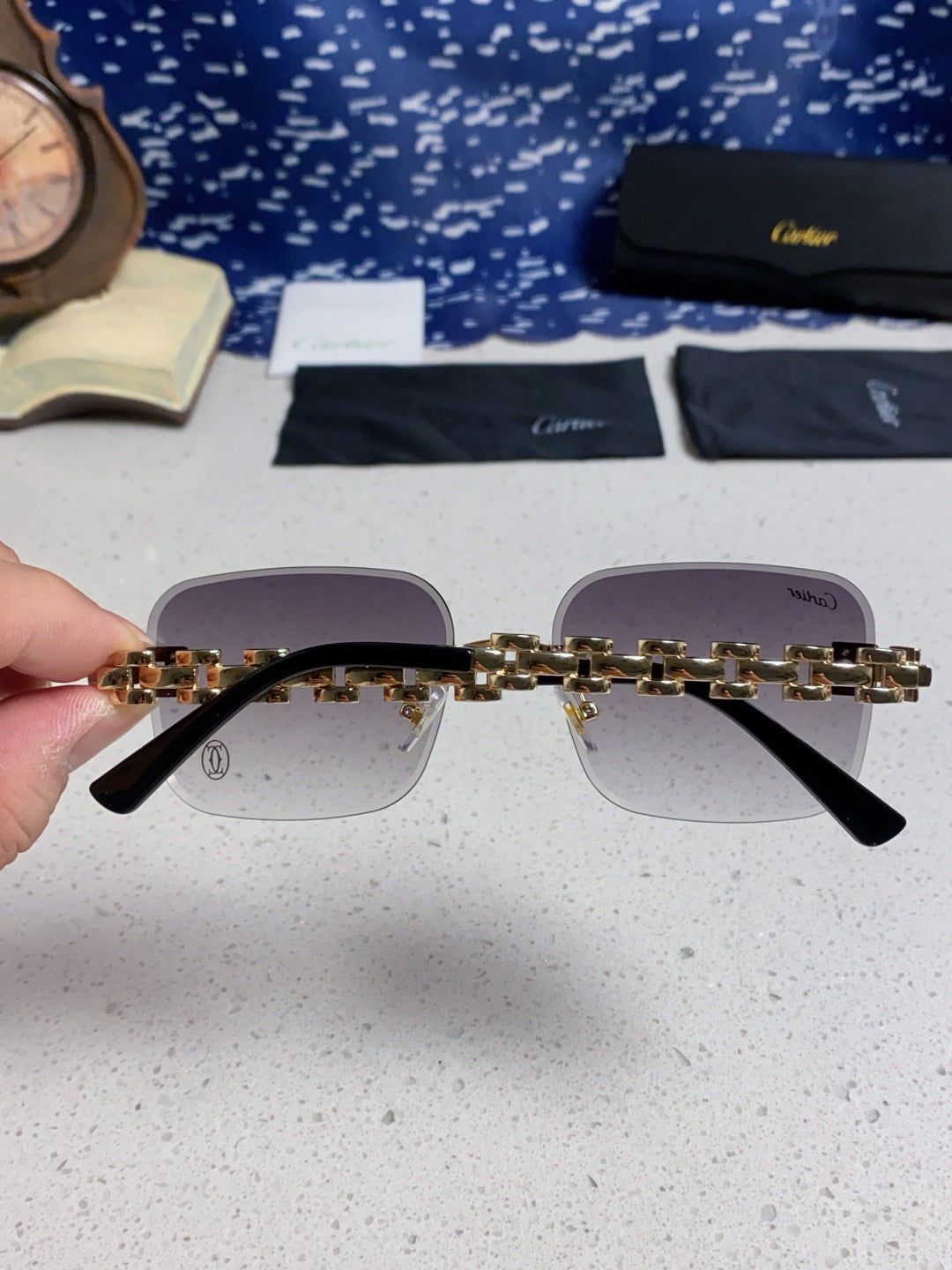 Cartier Lightweight Rimless Silver Lens Sunglasses for Men & Women - 493658 - detail image 5