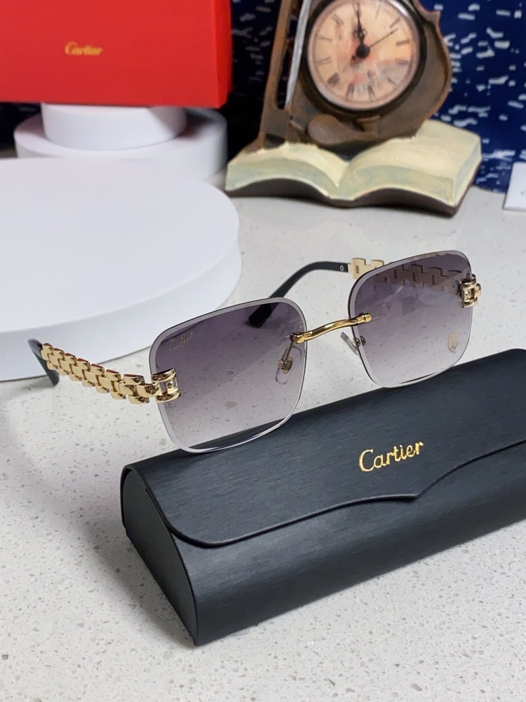 Cartier Lightweight Rimless Silver Lens Sunglasses for Men & Women - 493658 - detail image 10