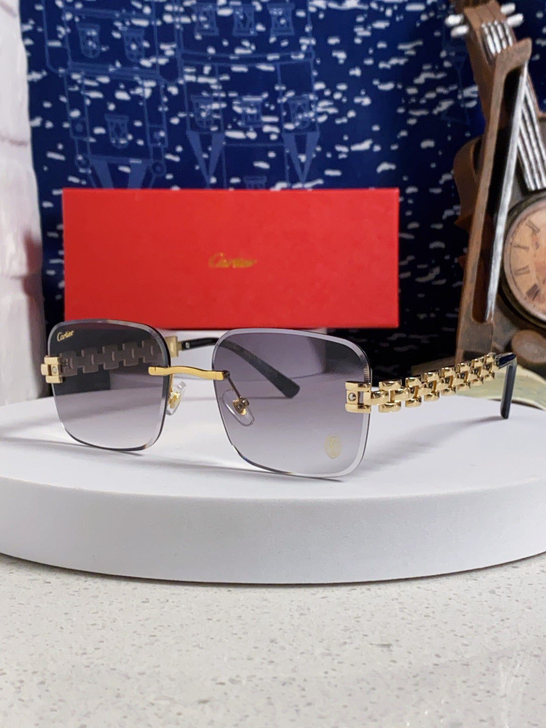 Cartier Lightweight Rimless Silver Lens Sunglasses for Men & Women - 493658