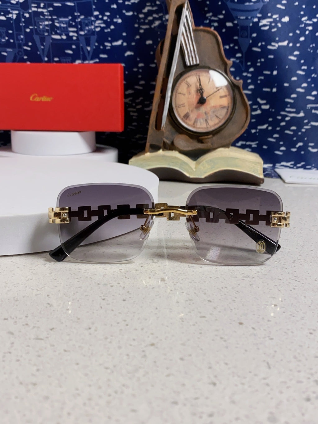 Cartier Lightweight Rimless Silver Lens Sunglasses for Men & Women - 493658 - detail image 9