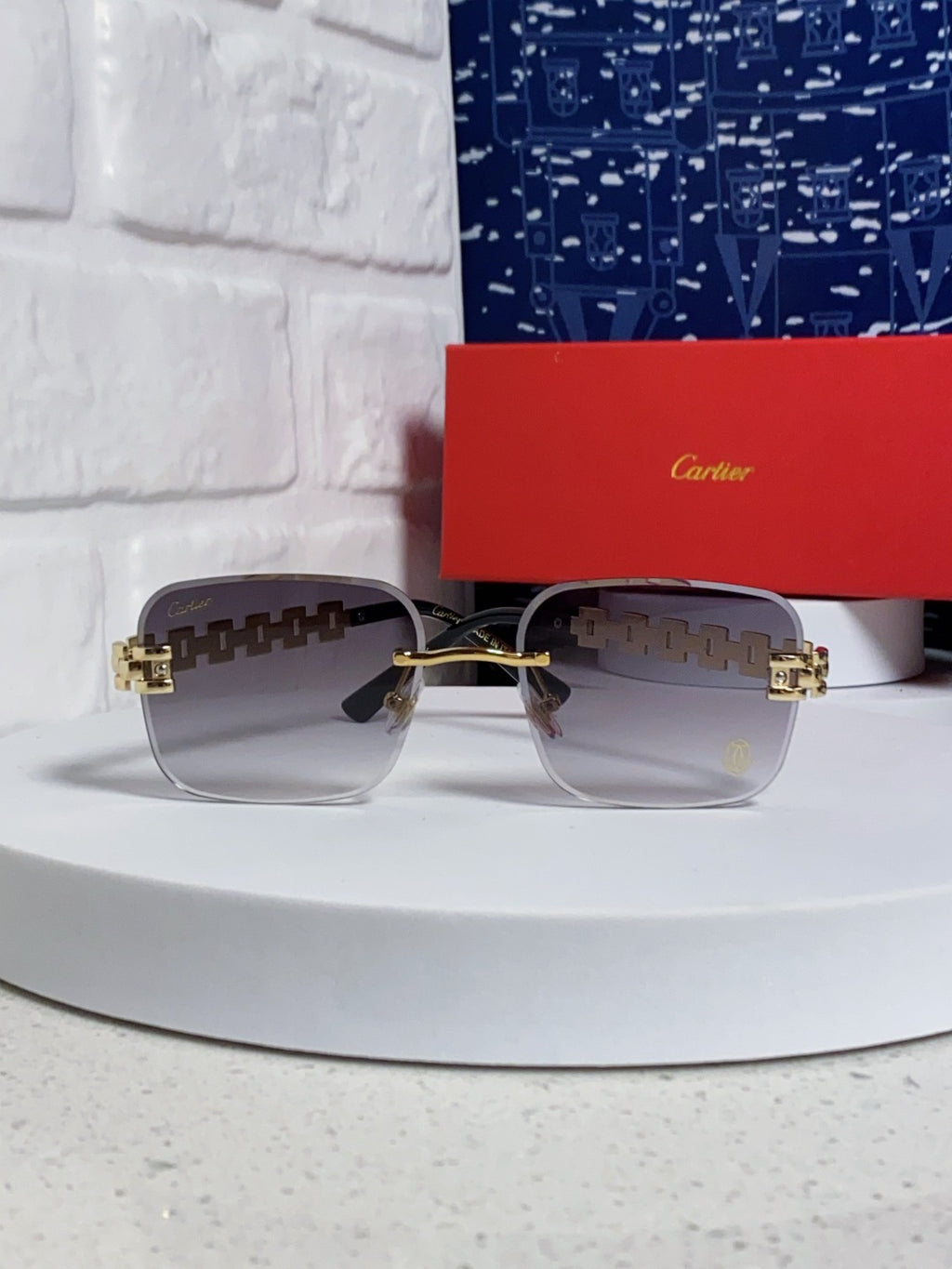 Cartier Lightweight Rimless Silver Lens Sunglasses for Men & Women - 493658 - detail image 2