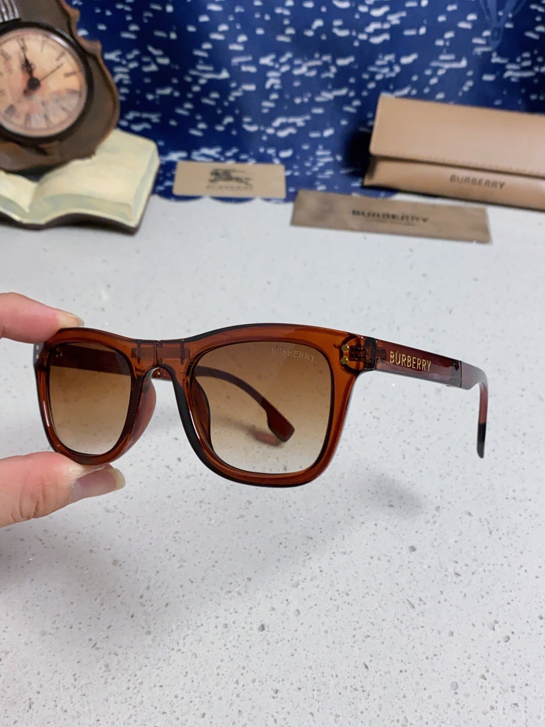 Burberry Folding Fashion Red Lens Sunglasses for Men & Women - 432412 - detail image 6