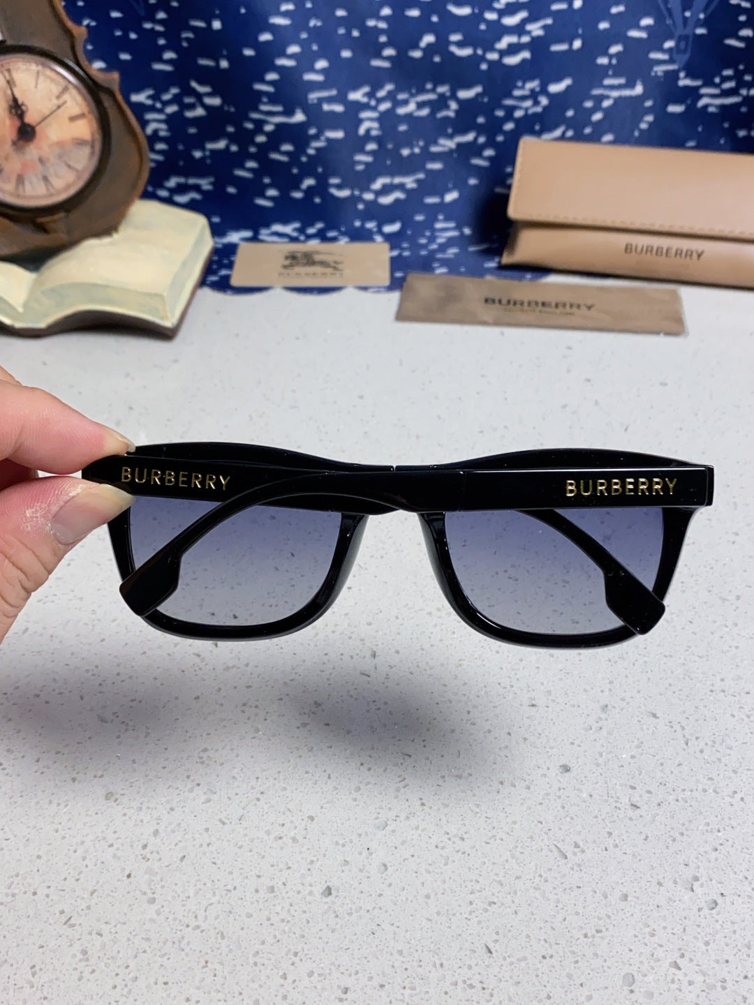 Burberry Folding Fashion Silver Lens Sunglasses for Men & Women - detail image 5