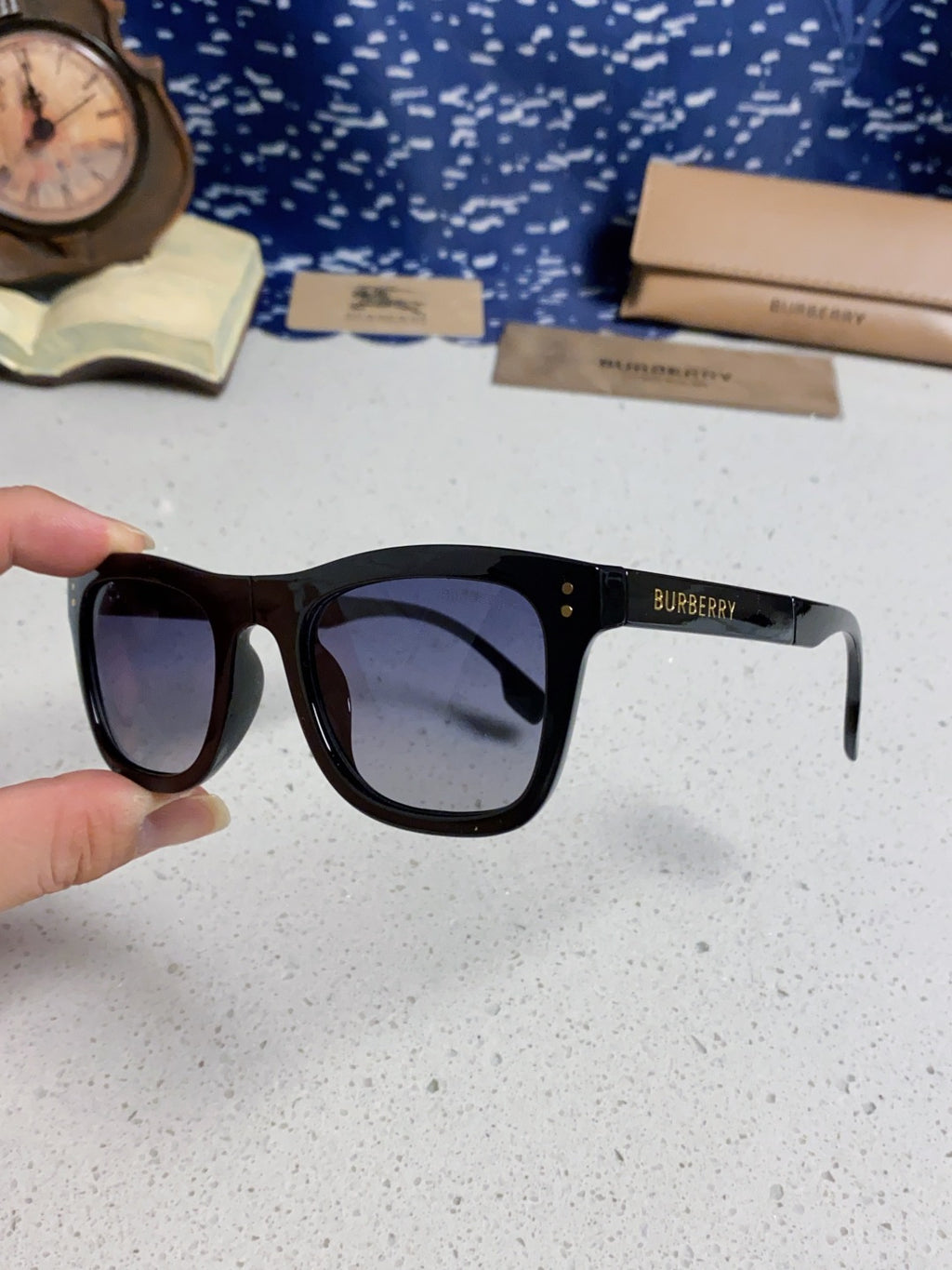 Burberry Folding Fashion Silver Lens Sunglasses for Men & Women - 998323 - detail image 6