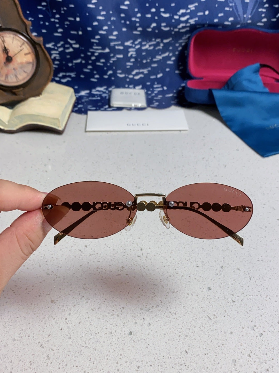 Gucci GG1922 Round Red Lens Sunglasses for Men & Women - detail image 4