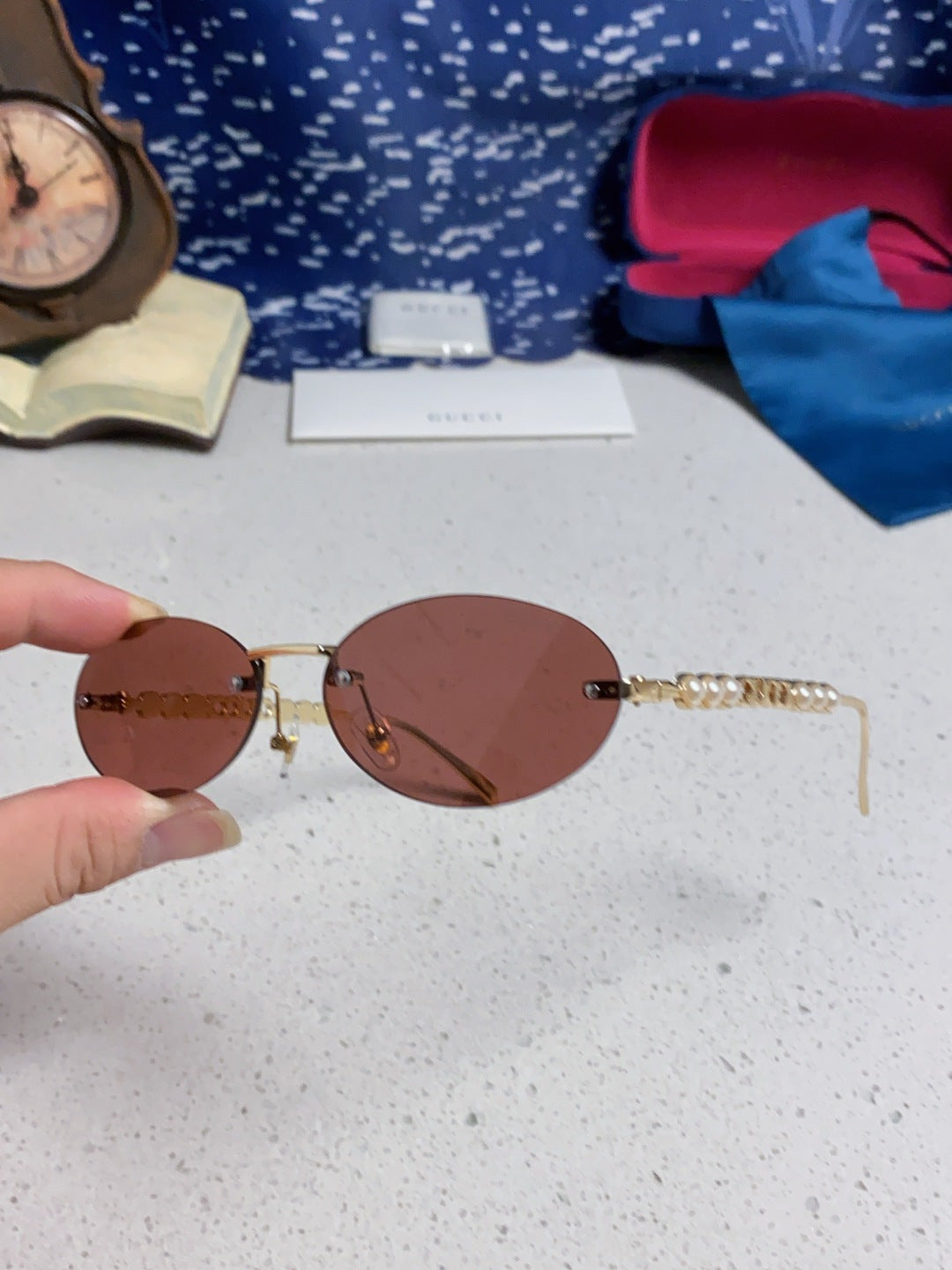 Gucci GG1922 Round Red Lens Sunglasses for Men & Women - detail image 6