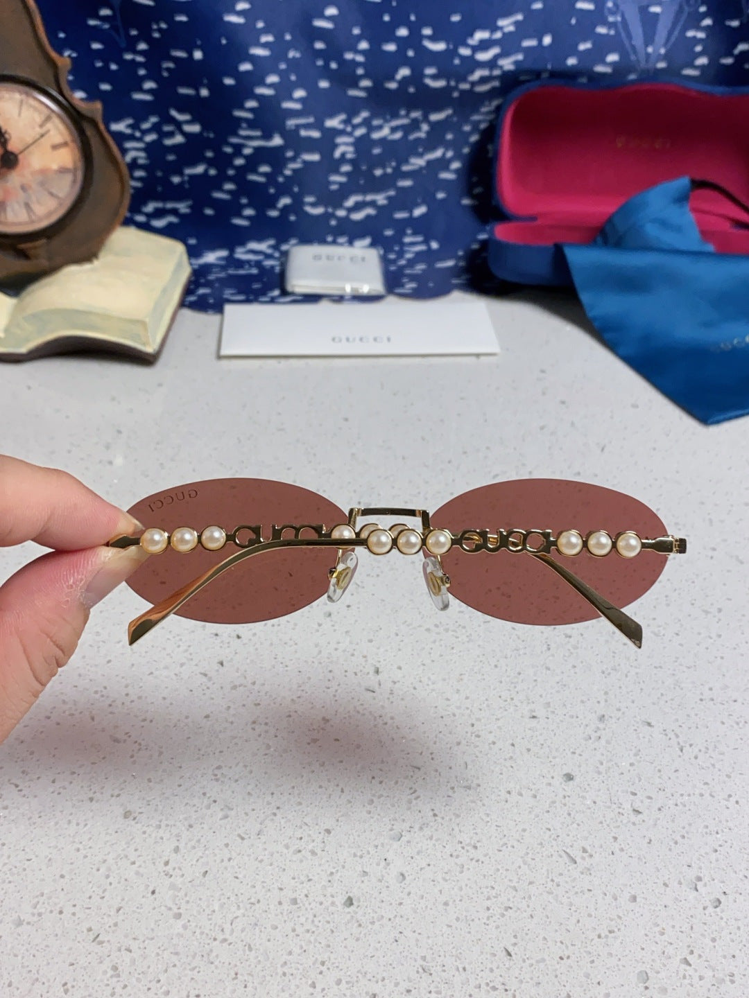 Gucci GG1922 Round Red Lens Sunglasses for Men & Women - detail image 5