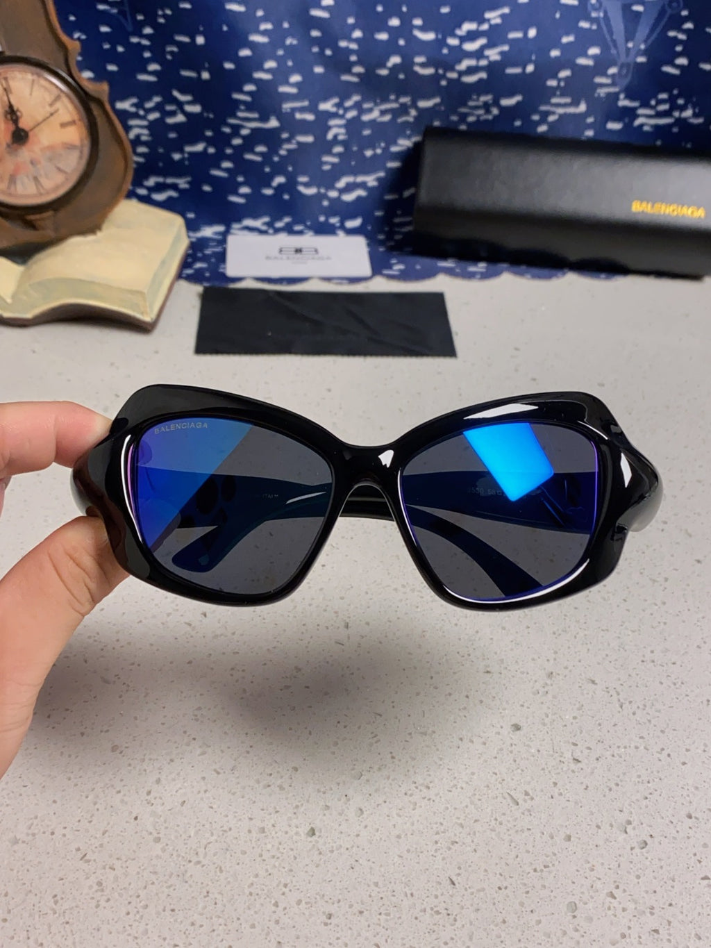 Balenciaga Oversized Blue Lens Sunglasses for Women - 432528 - detail image 4