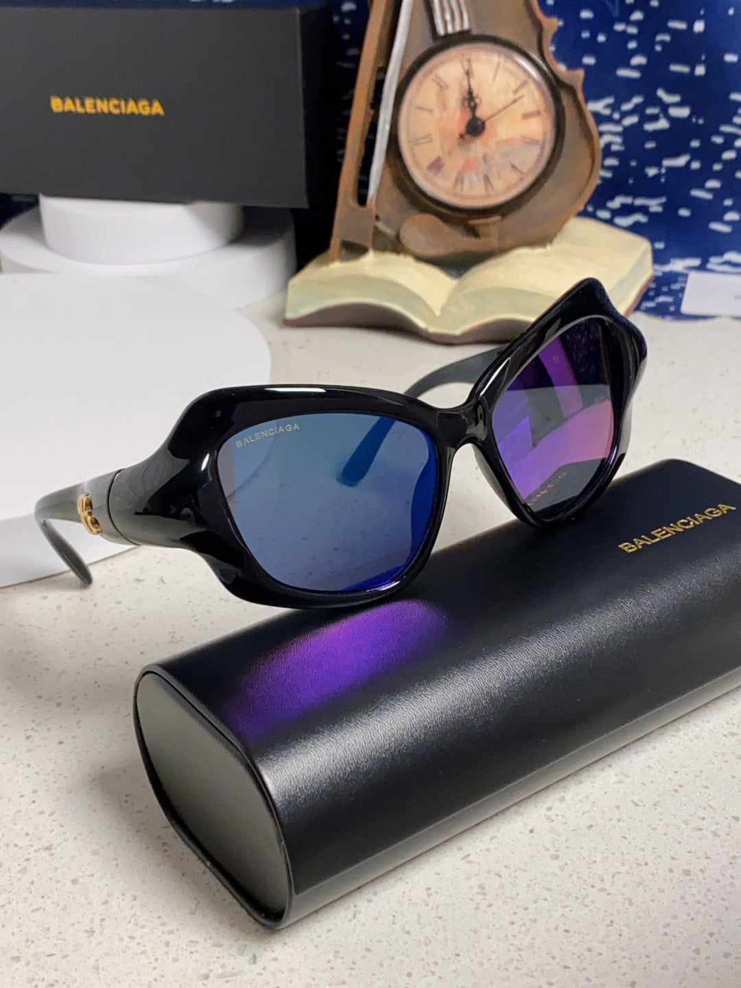 Balenciaga Oversized Blue Lens Sunglasses for Women - detail image 10