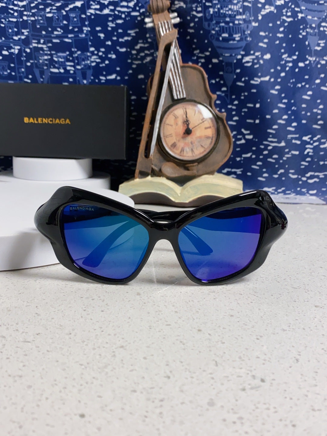 Balenciaga Oversized Blue Lens Sunglasses for Women - 432528 - detail image 9
