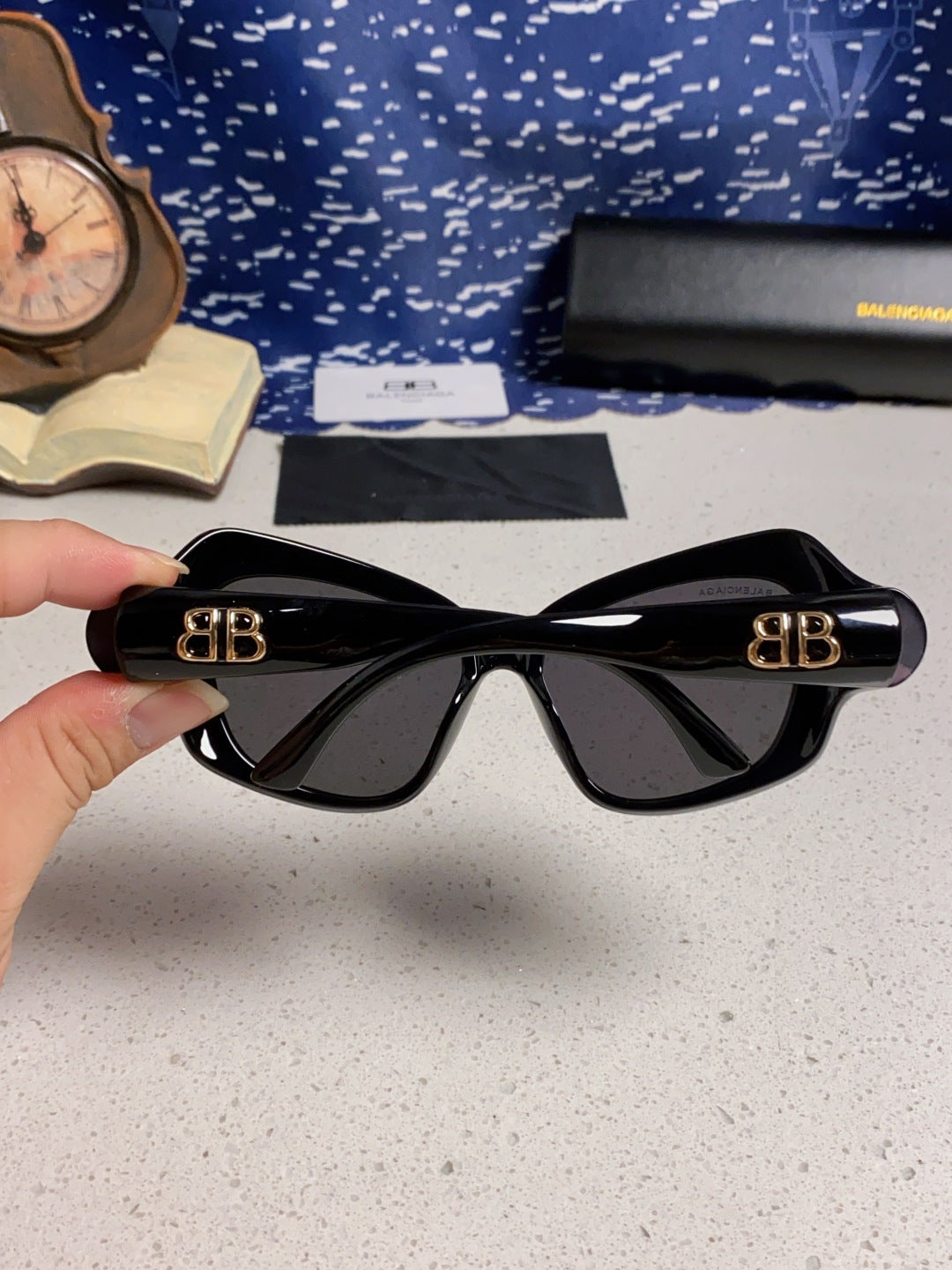 Balenciaga Oversized Blue Lens Sunglasses for Women - 432528 - detail image 5
