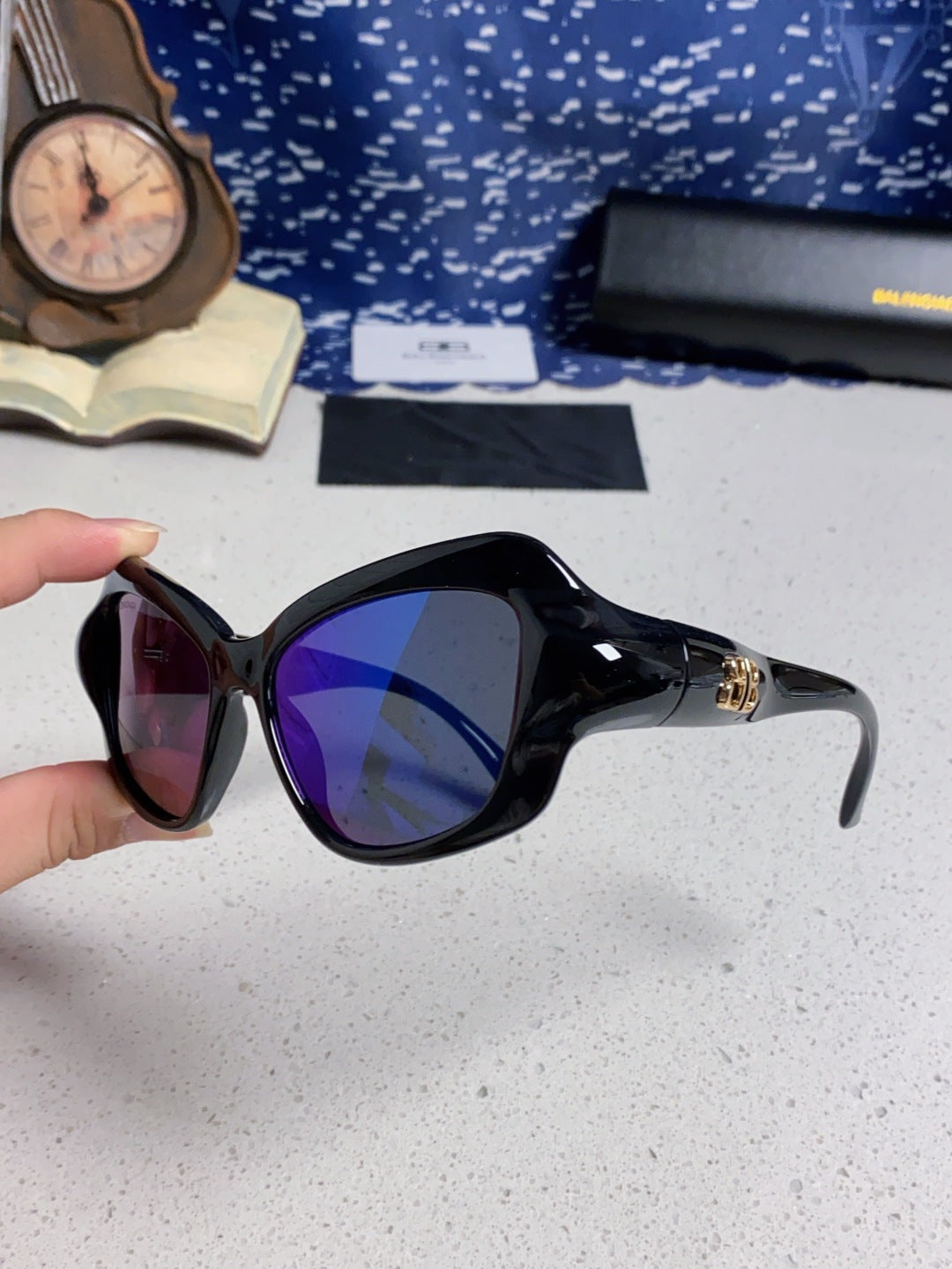 Balenciaga Oversized Blue Lens Sunglasses for Women - detail image 6