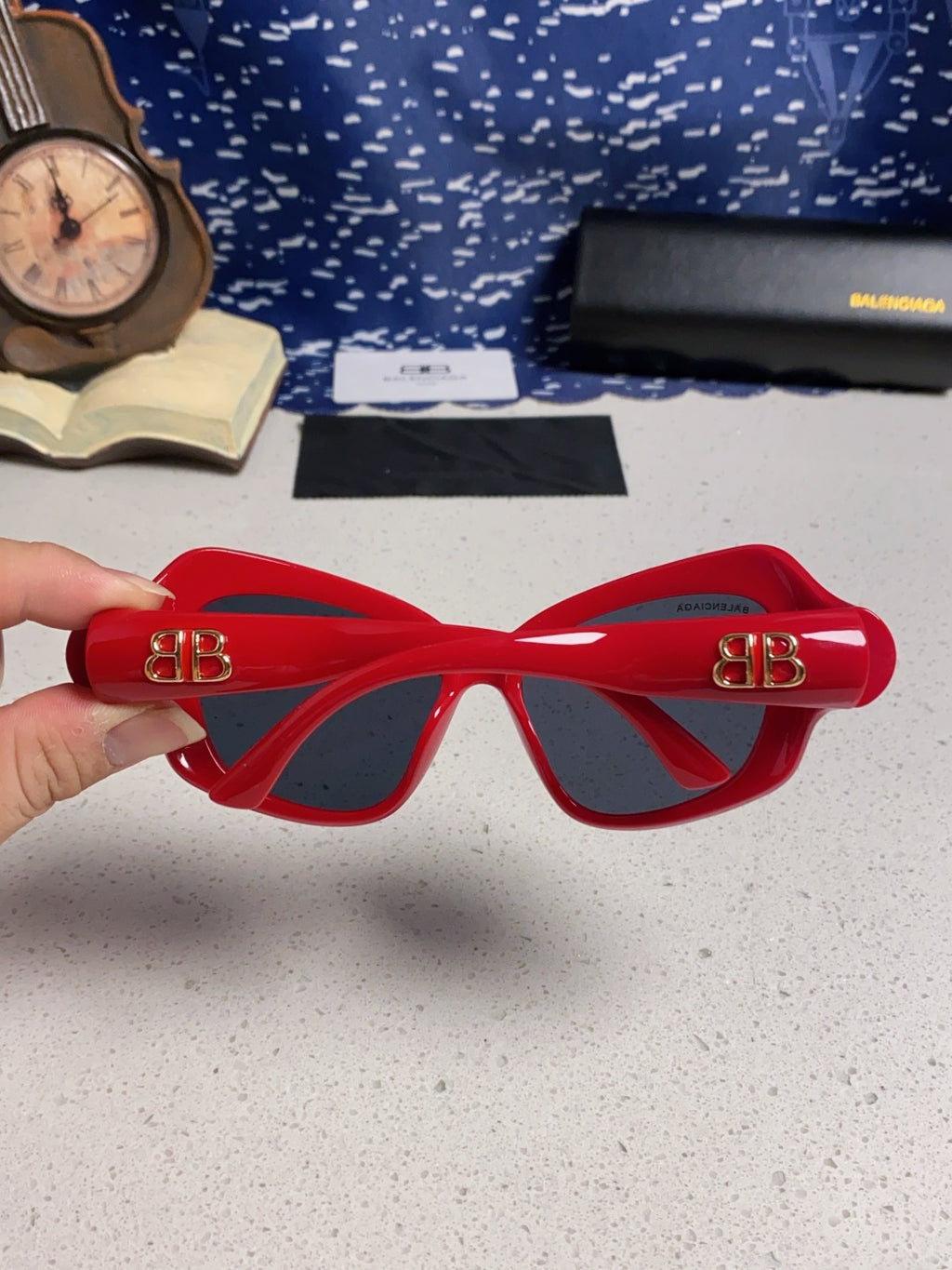 Balenciaga Oversized Red Lens Sunglasses for Women - 432530 - detail image 5