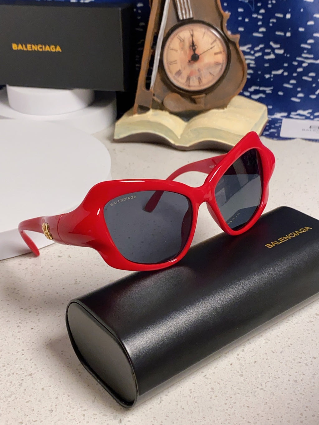 Balenciaga Oversized Red Lens Sunglasses for Women - detail image 10