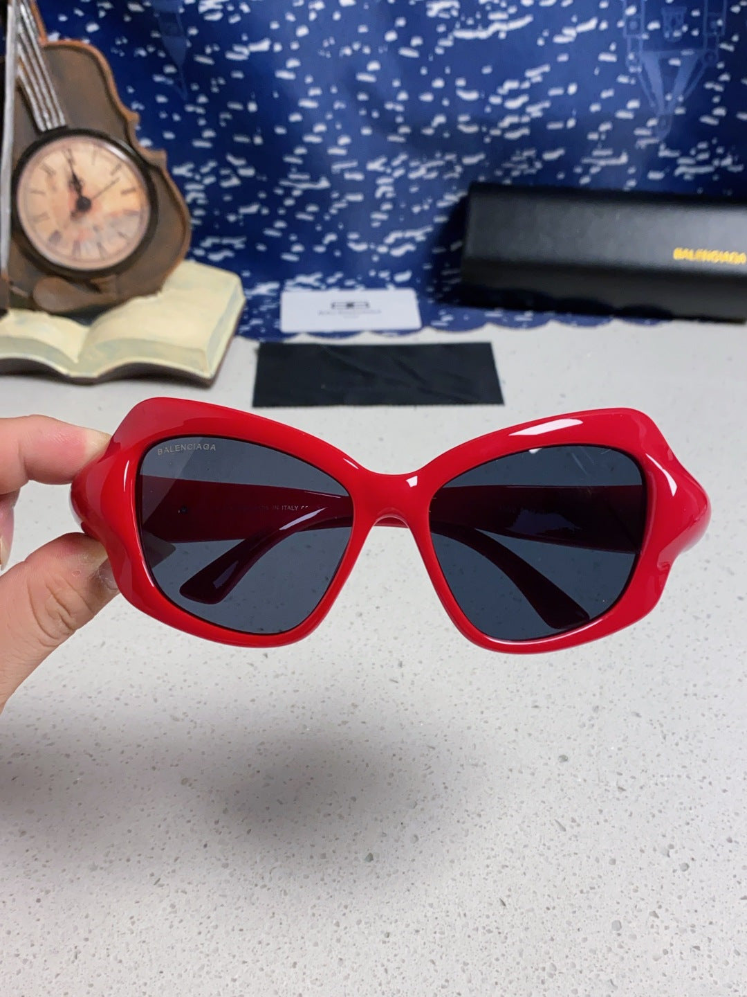 Balenciaga Oversized Red Lens Sunglasses for Women - detail image 4