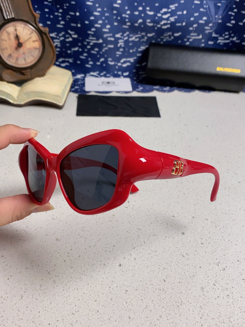 Balenciaga Oversized Red Lens Sunglasses for Women - detail image 6