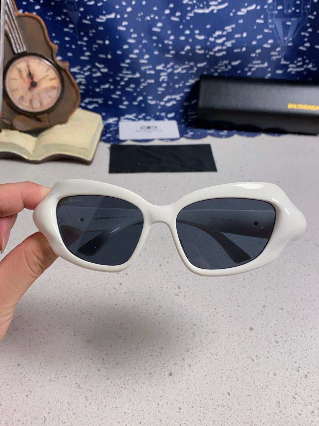 Balenciaga Oversized Silver Lens Sunglasses for Women - detail image 4