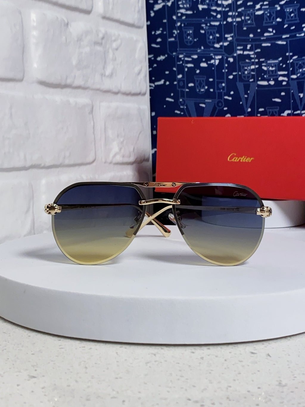 Cartier Metal Round Brown Lens Sunglasses for Men & Women - detail image 2