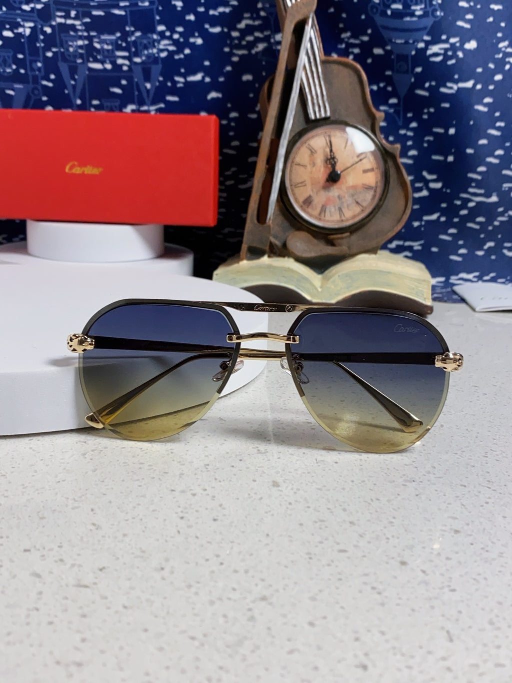Cartier Metal Round Brown Lens Sunglasses for Men & Women - detail image 9