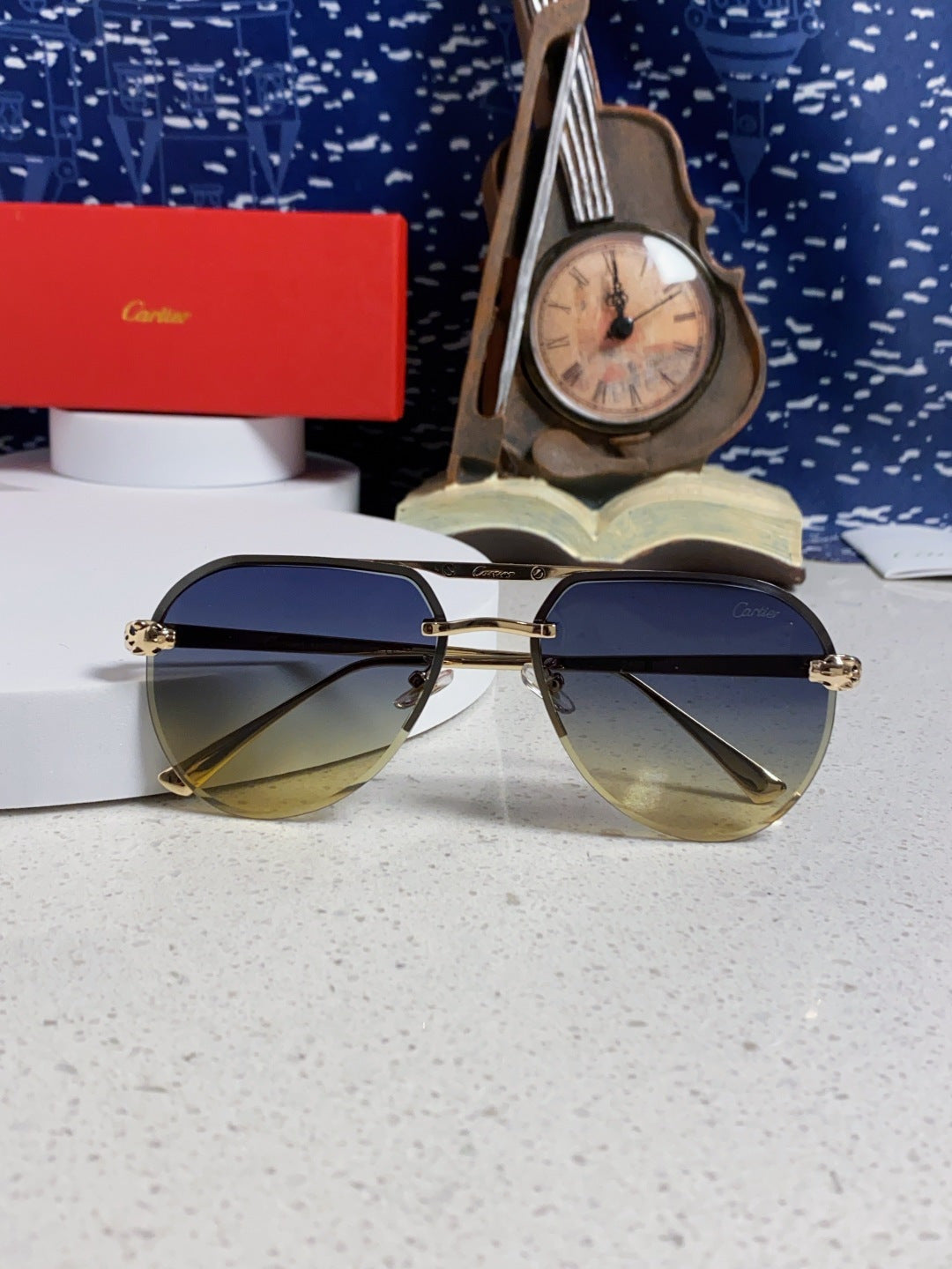 Cartier Metal Round Brown Lens Sunglasses for Men & Women - detail image 9