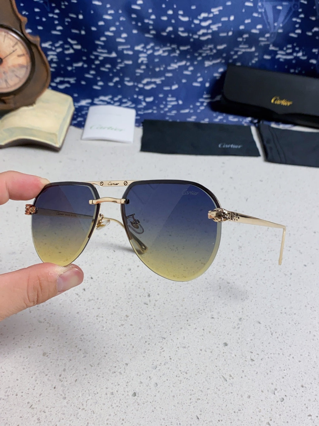 Cartier Metal Round Brown Lens Sunglasses for Men & Women - detail image 6