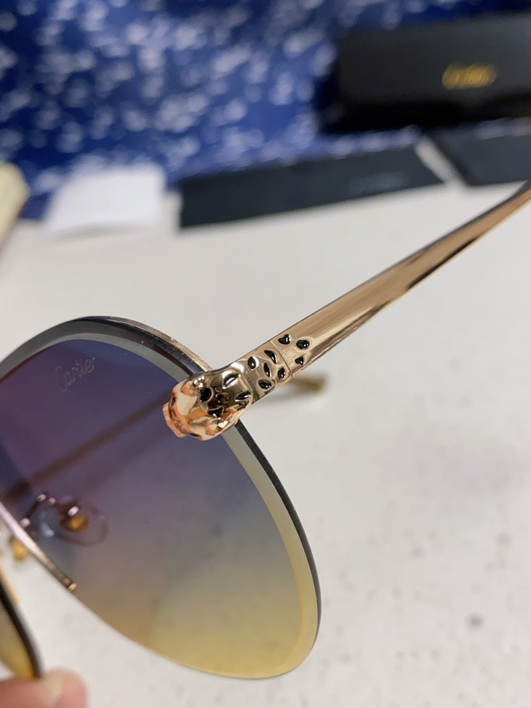 Cartier Metal Round Brown Lens Sunglasses for Men & Women - detail image 7