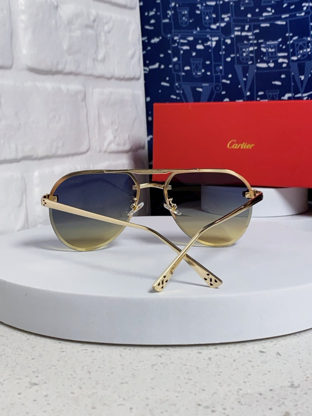 Cartier Metal Round Brown Lens Sunglasses for Men & Women - detail image 3