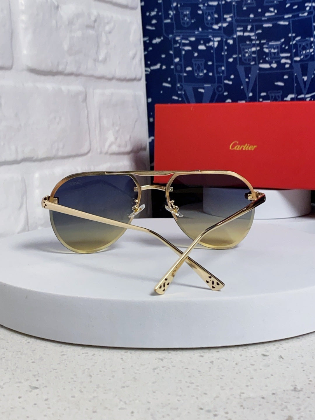 Cartier Metal Round Brown Lens Sunglasses for Men & Women - detail image 3