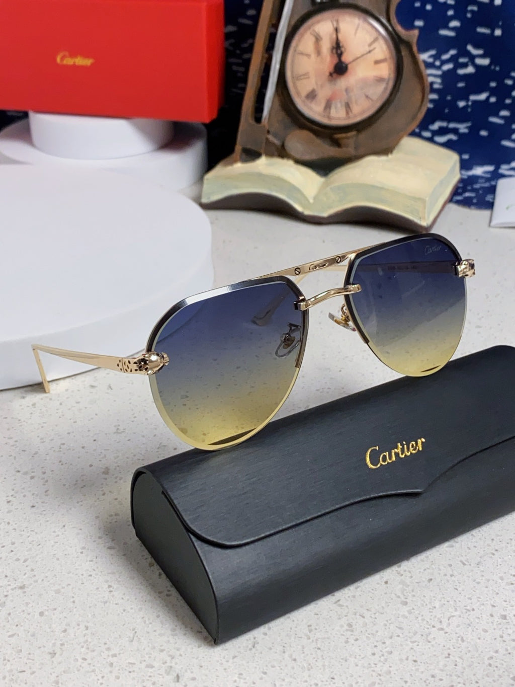 Cartier Metal Round Brown Lens Sunglasses for Men & Women - detail image 10