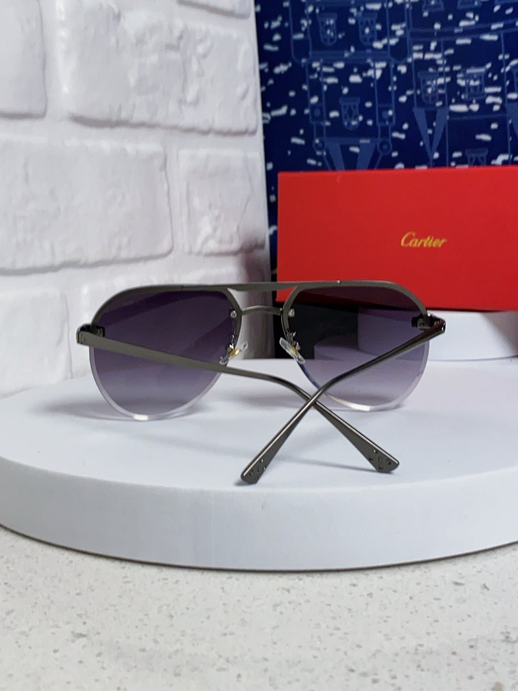 Cartier Metal Round Silver Lens Sunglasses for Men & Women - detail image 3