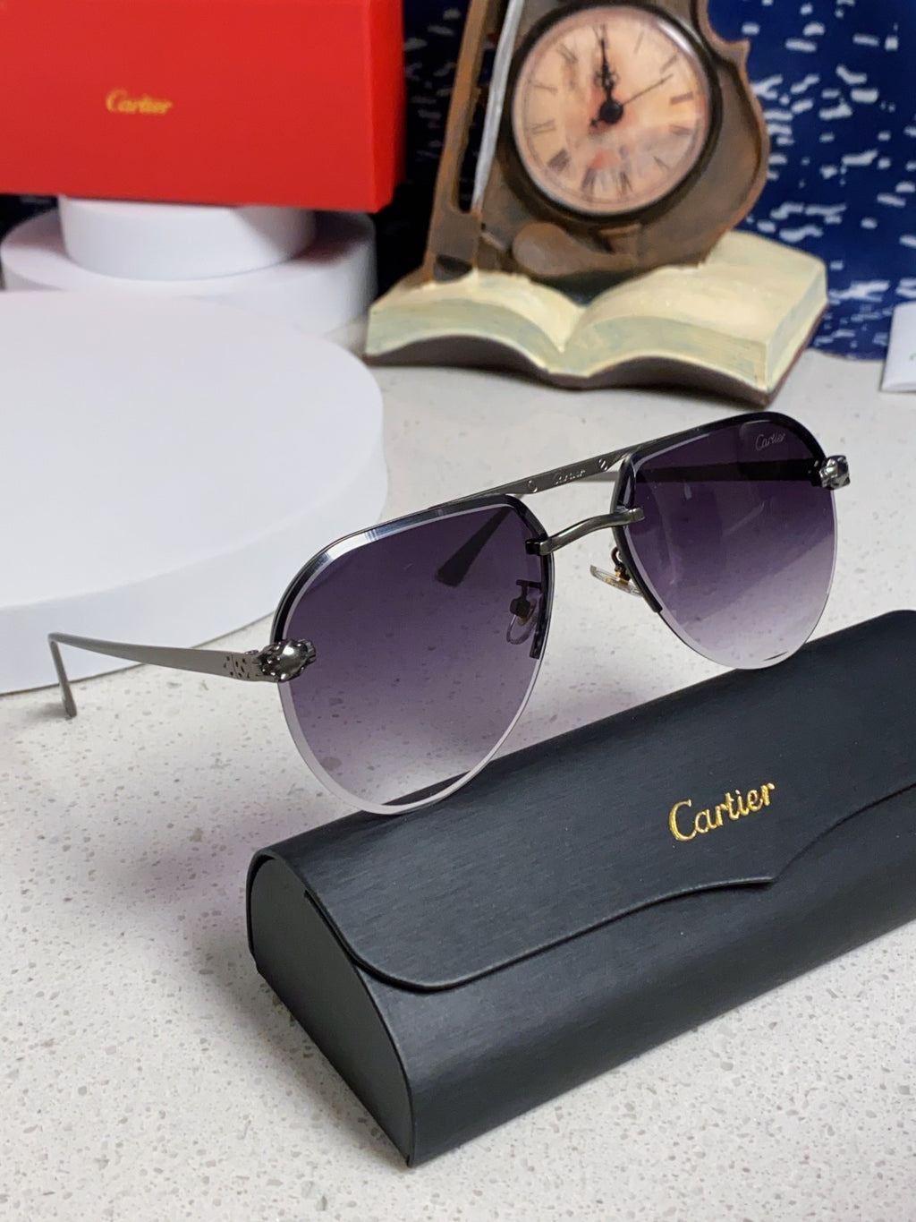 Cartier Metal Round Silver Lens Sunglasses for Men & Women - detail image 10