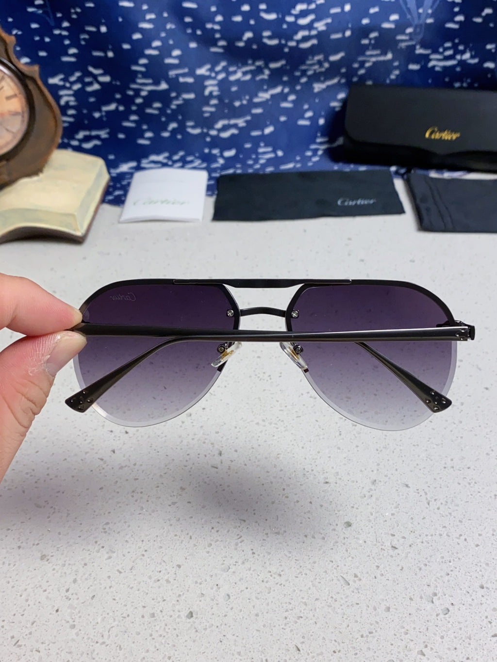 Cartier Metal Round Silver Lens Sunglasses for Men & Women - detail image 5