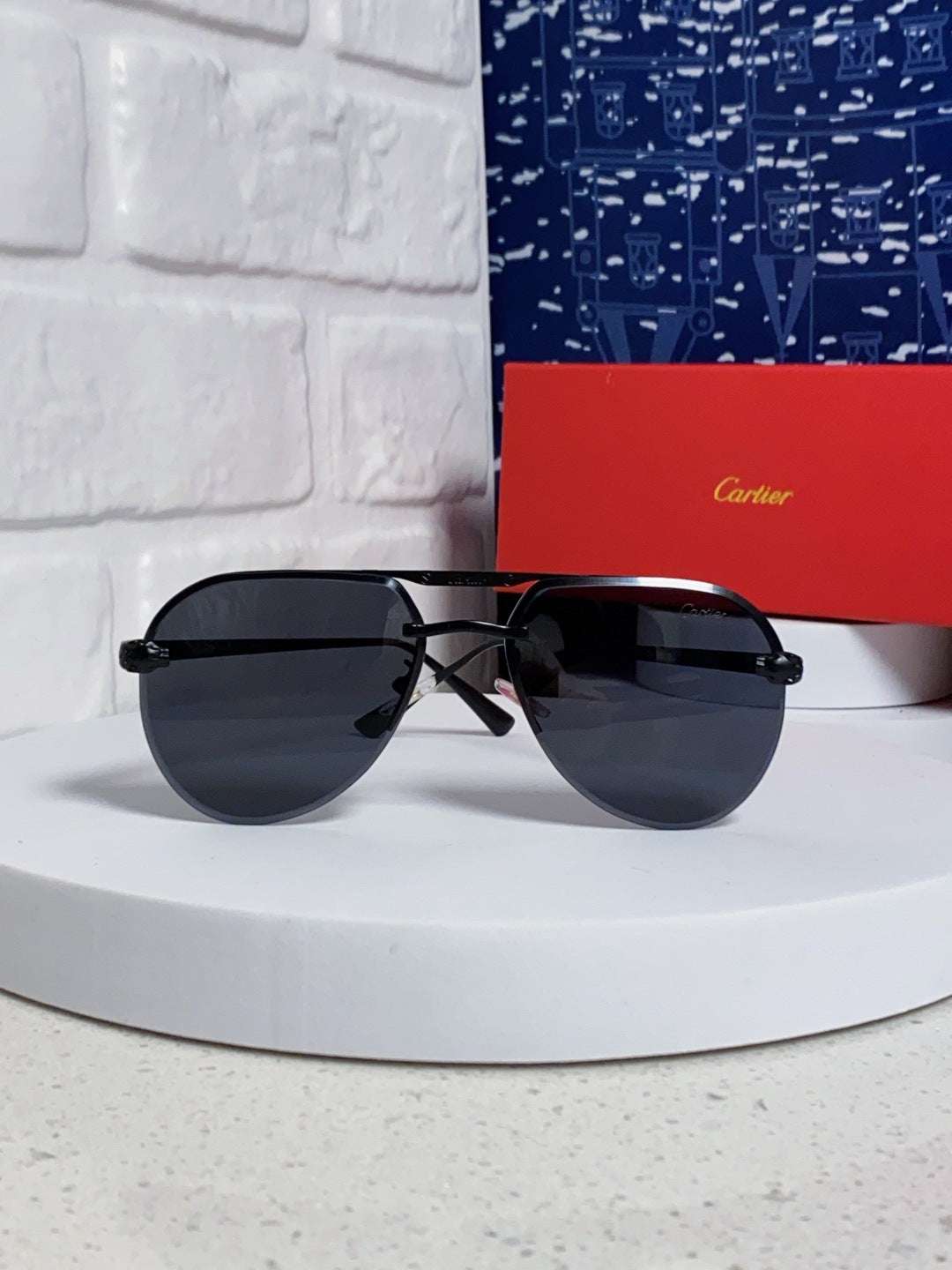 Cartier Metal Round Black Lens Sunglasses for Men & Women - detail image 2