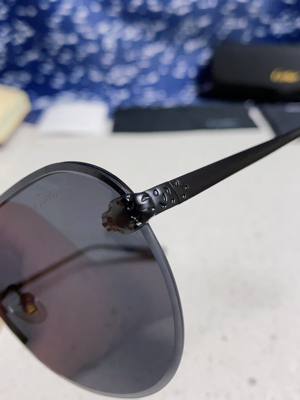 Cartier Metal Round Black Lens Sunglasses for Men & Women - detail image 7
