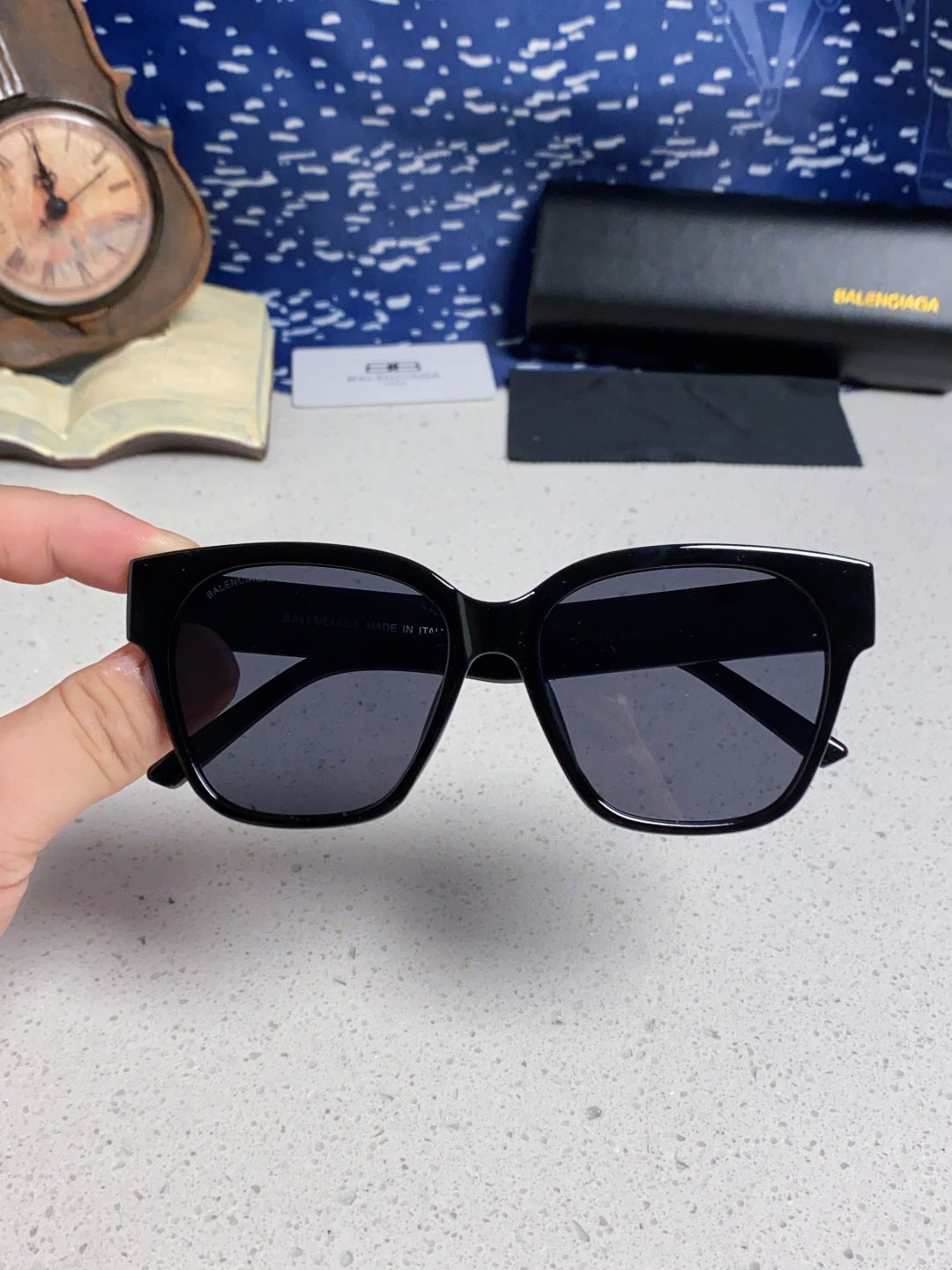 Balenciaga Polarized Square Gray Lens Sunglasses for Women - detail image 4