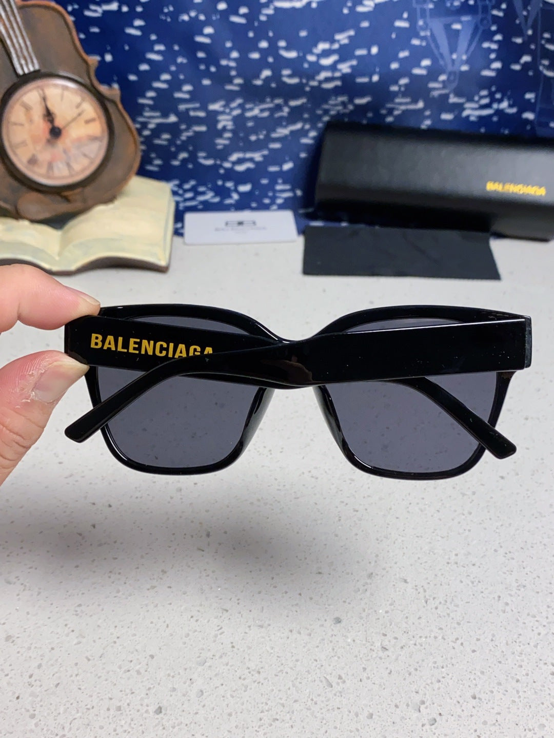 Balenciaga Polarized Square Gray Lens Sunglasses for Women - detail image 5