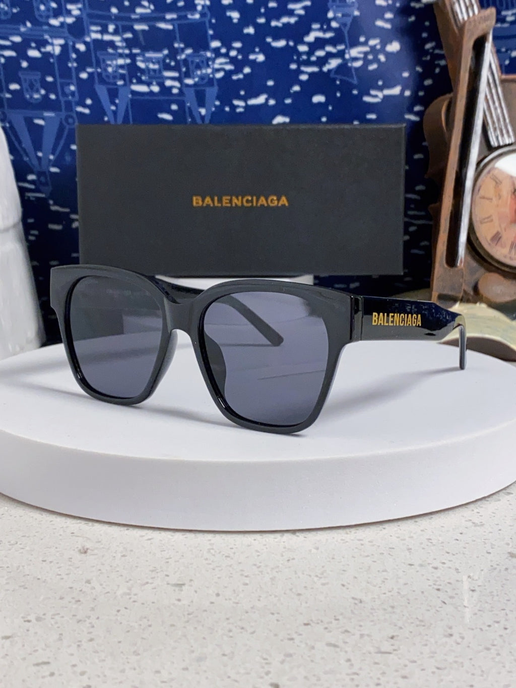 Balenciaga Polarized Square Gray Lens Sunglasses for Women
