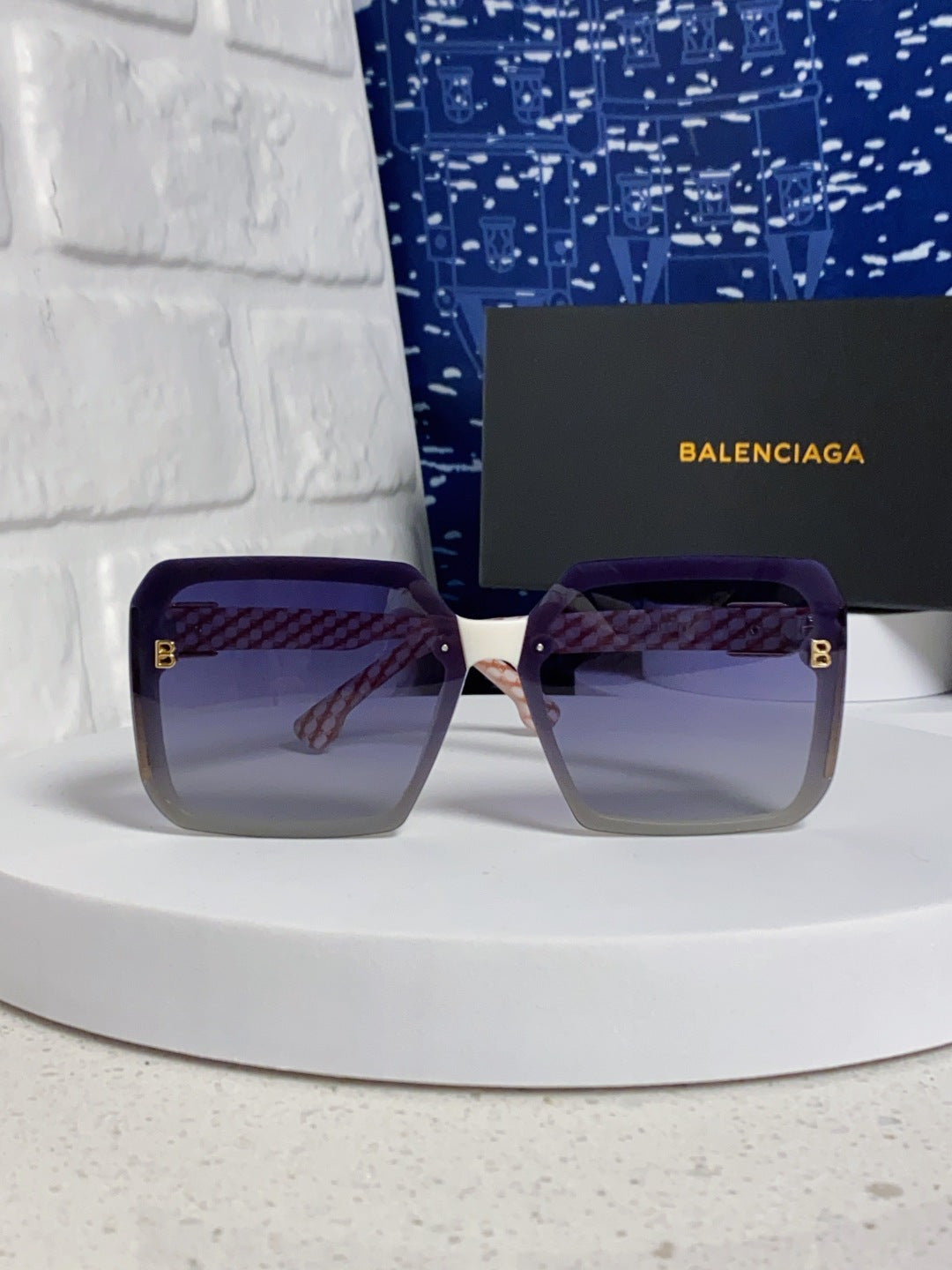 Balenciaga Square Blue Lens Sunglasses for Men & Women - 432556 - detail image 2