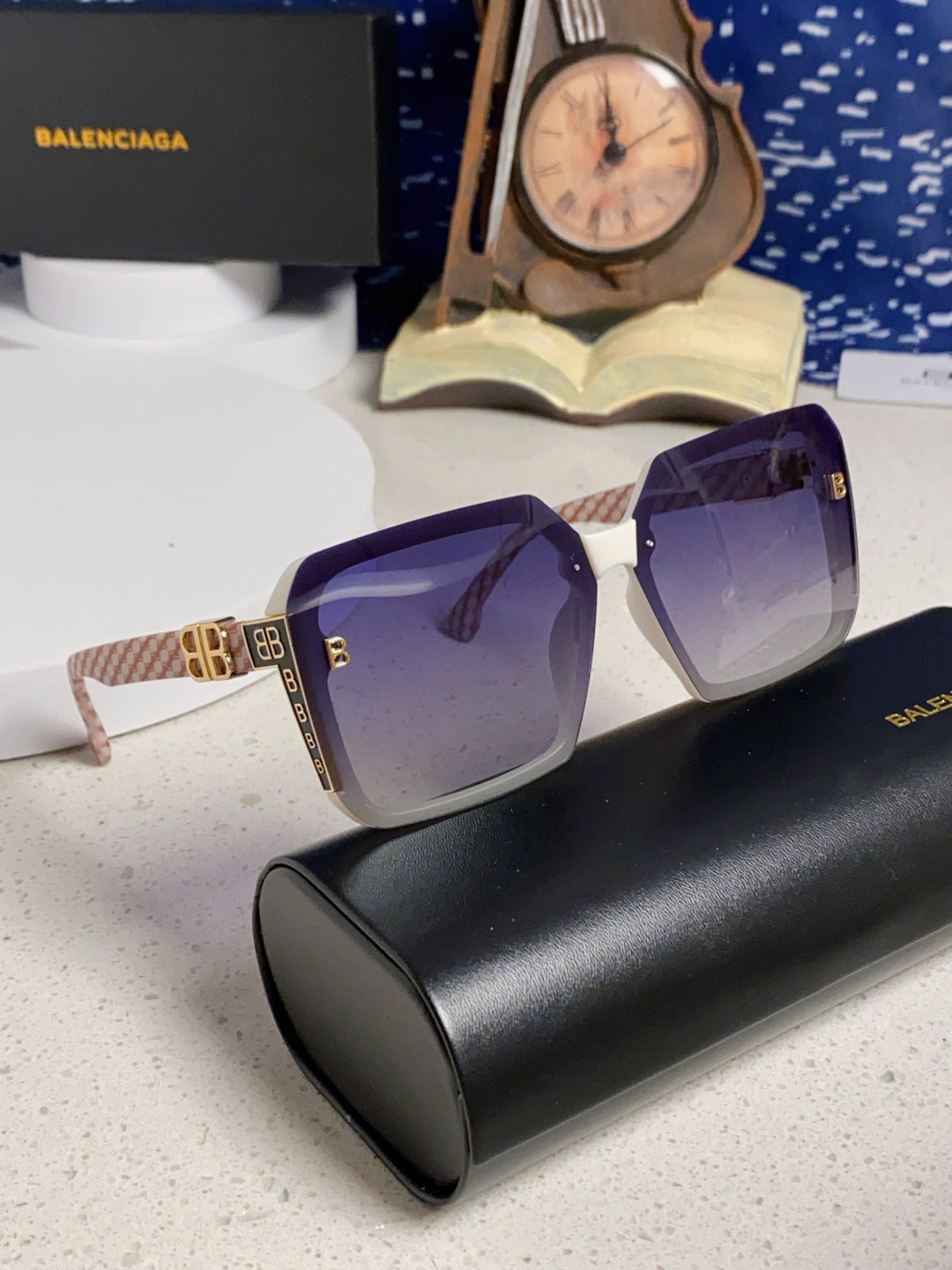 Balenciaga Square Blue Lens Sunglasses for Men & Women - 416114 - detail image 9