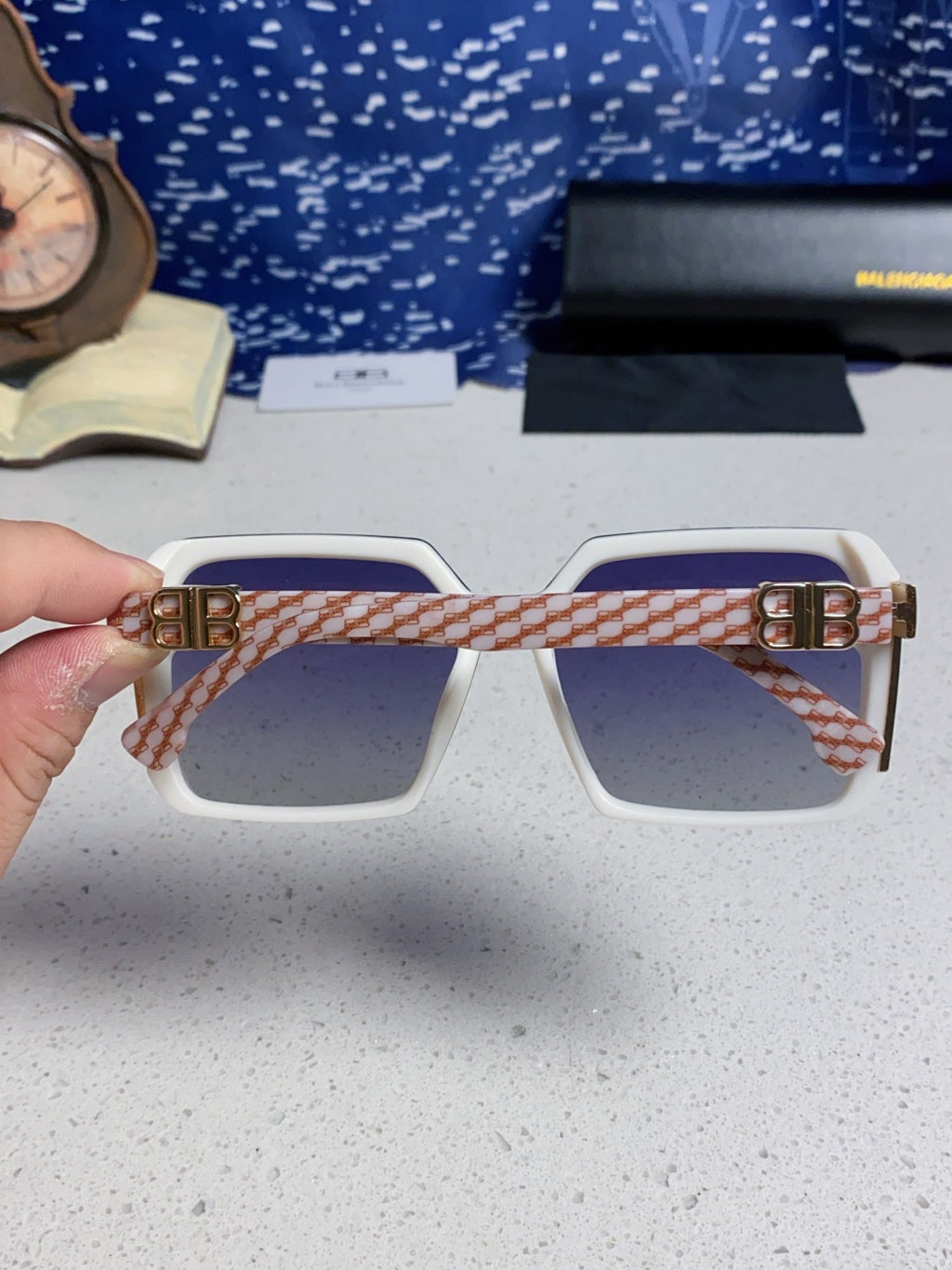 Balenciaga Square Blue Lens Sunglasses for Men & Women - 158573 - detail image 5