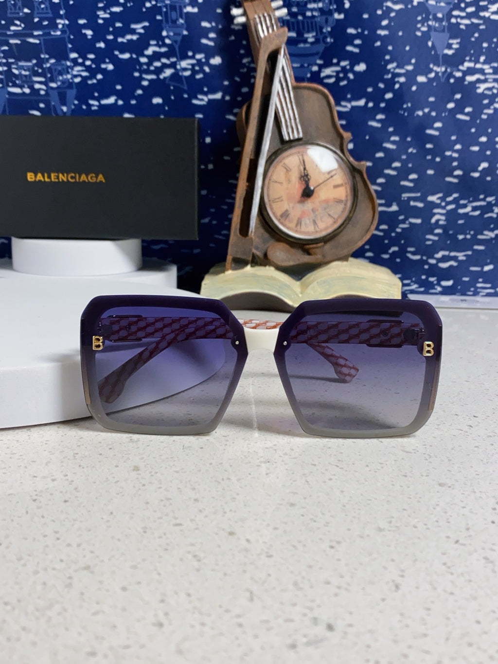 Balenciaga Square Blue Lens Sunglasses for Men & Women - 416114 - detail image 8