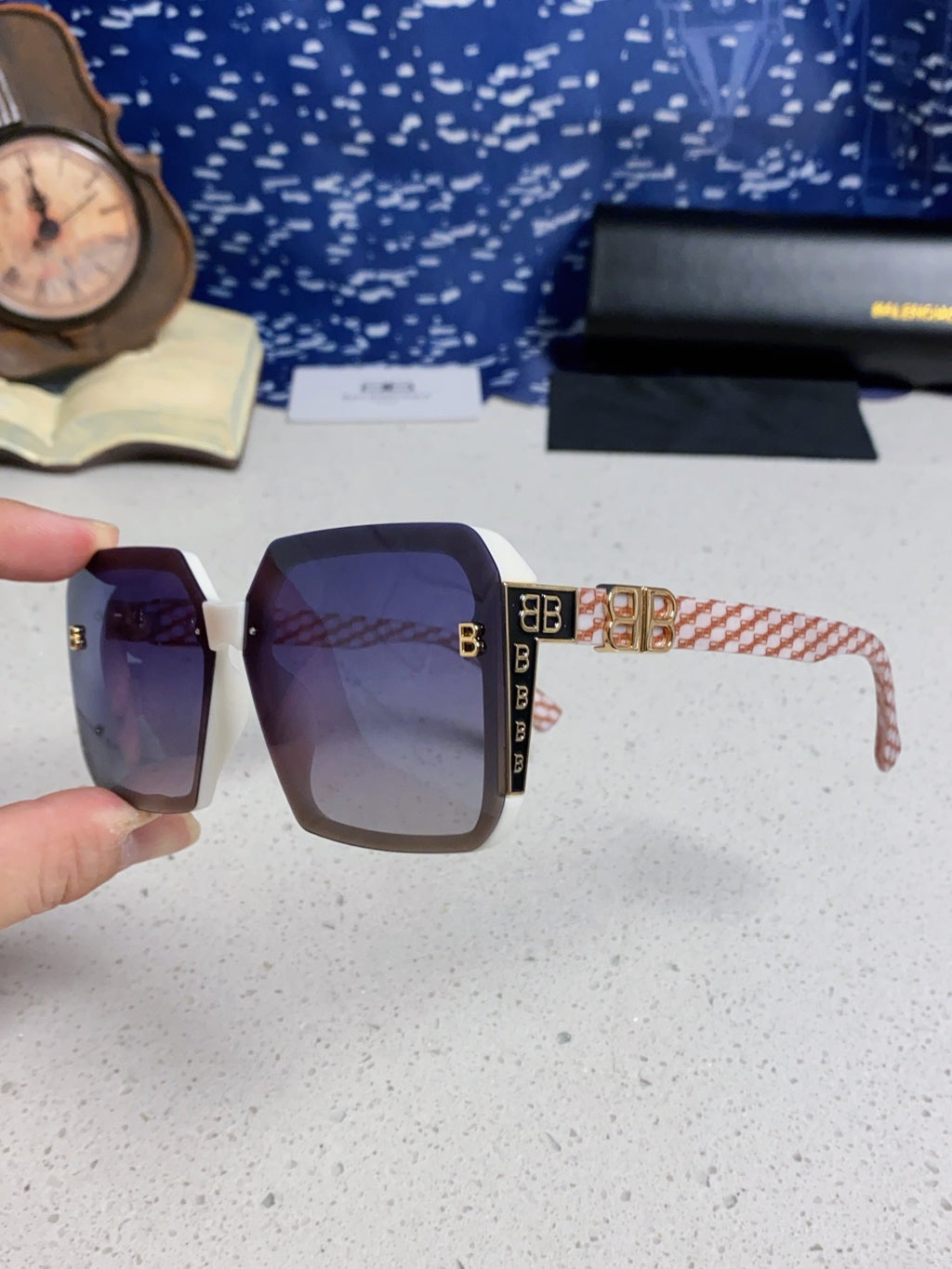 Balenciaga Square Blue Lens Sunglasses for Men & Women - 867212 - detail image 6