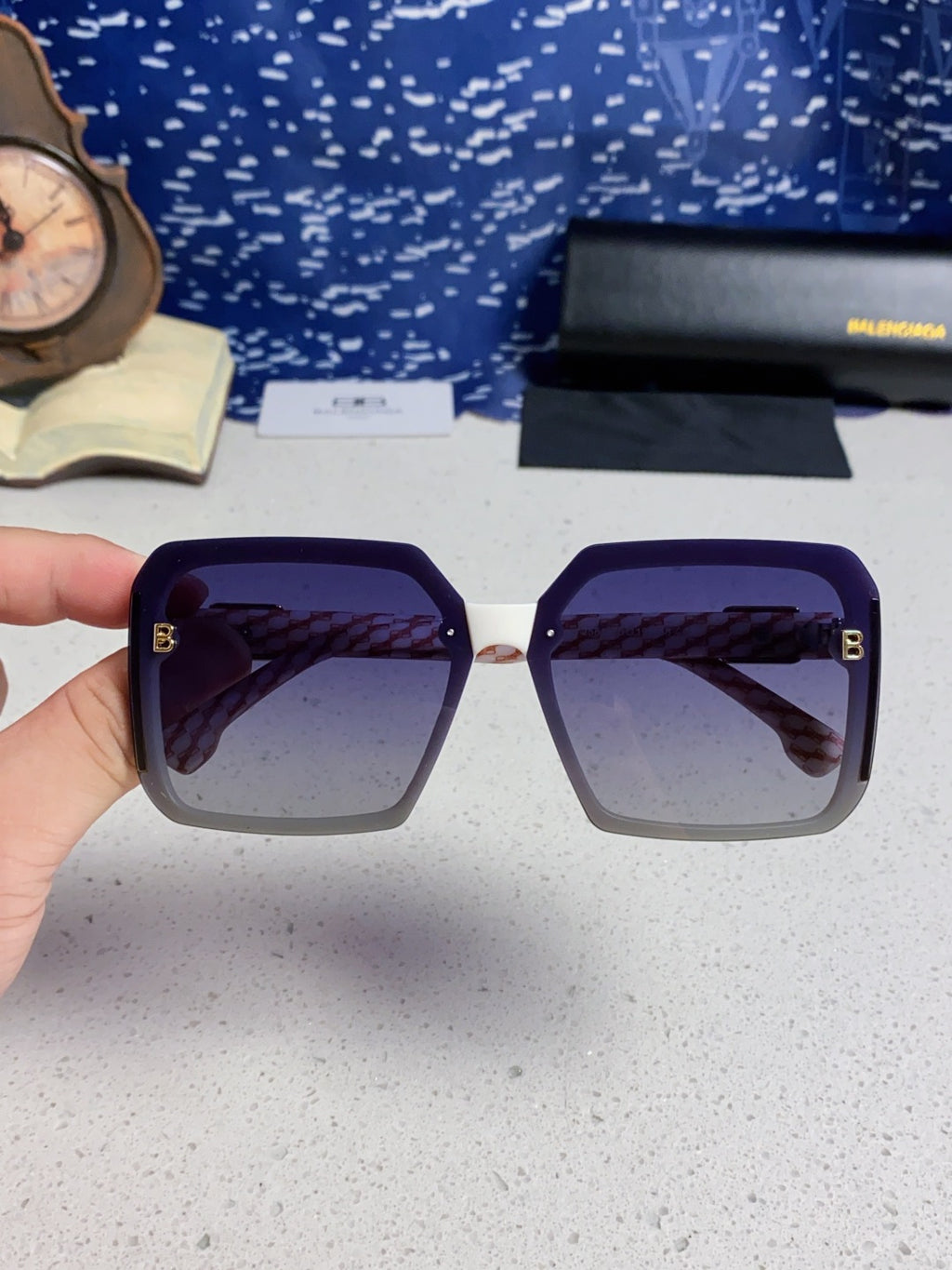 Balenciaga Square Blue Lens Sunglasses for Men & Women - 867212 - detail image 4