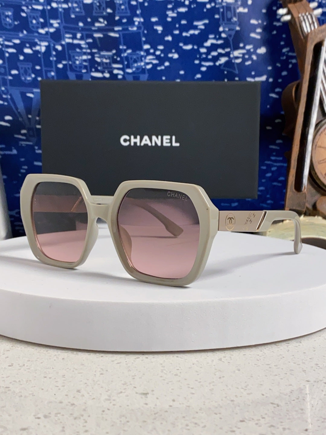 Chanel Polarized Square Silver Lens Sunglasses for Women