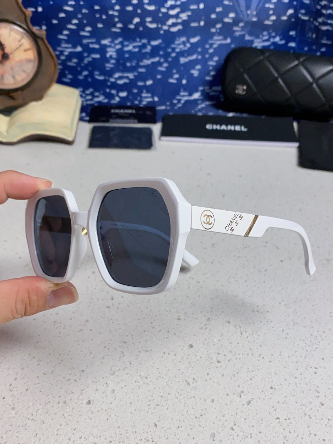 Chanel Polarized Square Black Lens Sunglasses for Women - 431661 - detail image 5