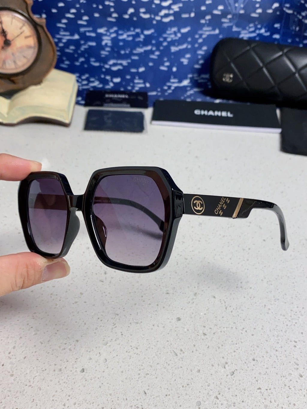 Chanel Polarized Square Gray Lens Sunglasses for Women - detail image 6