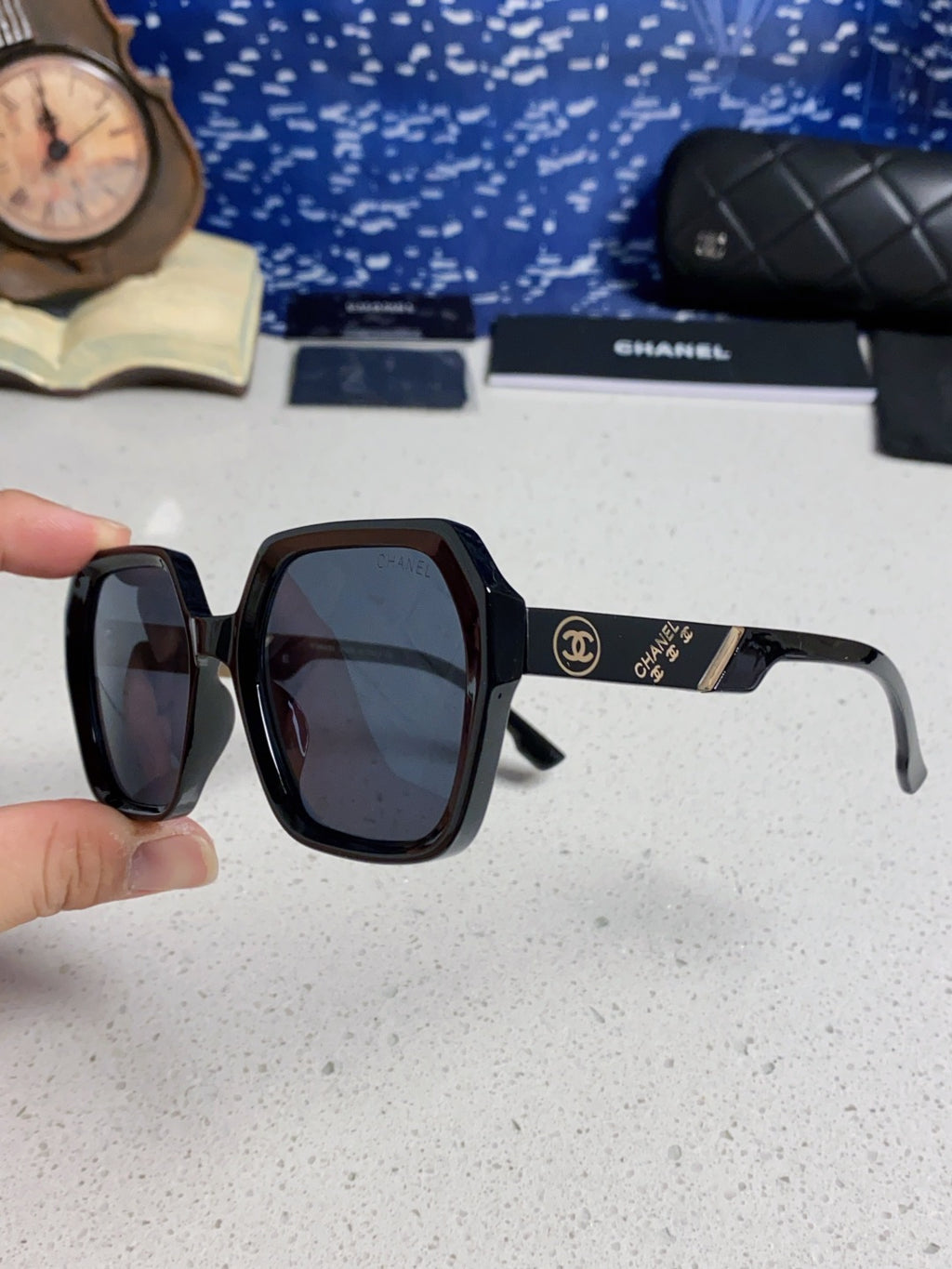Chanel Polarized Square Blue Lens Sunglasses for Women - detail image 6