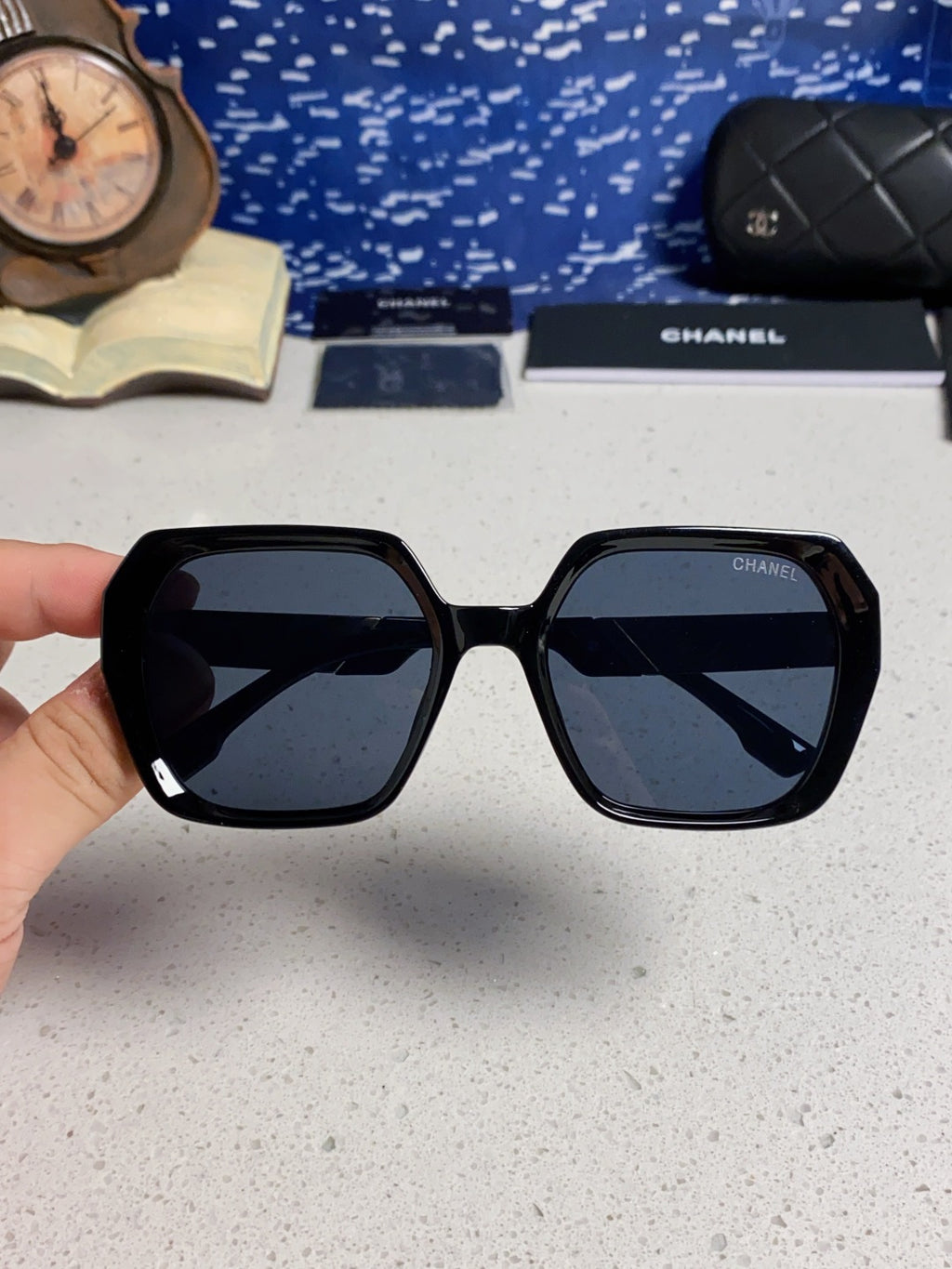 Chanel Polarized Square Blue Lens Sunglasses for Women - detail image 4