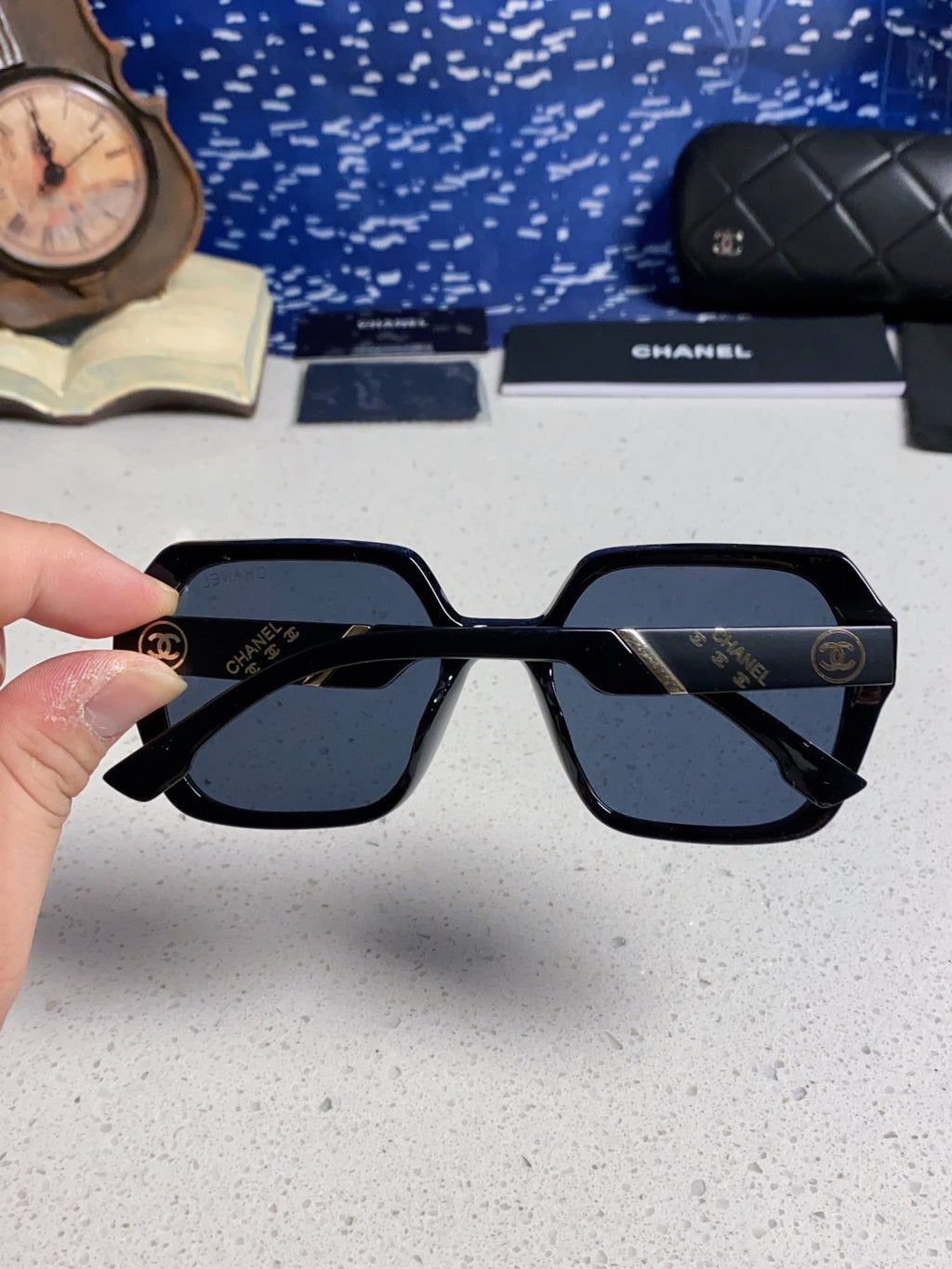 Chanel Polarized Square Blue Lens Sunglasses for Women - detail image 5