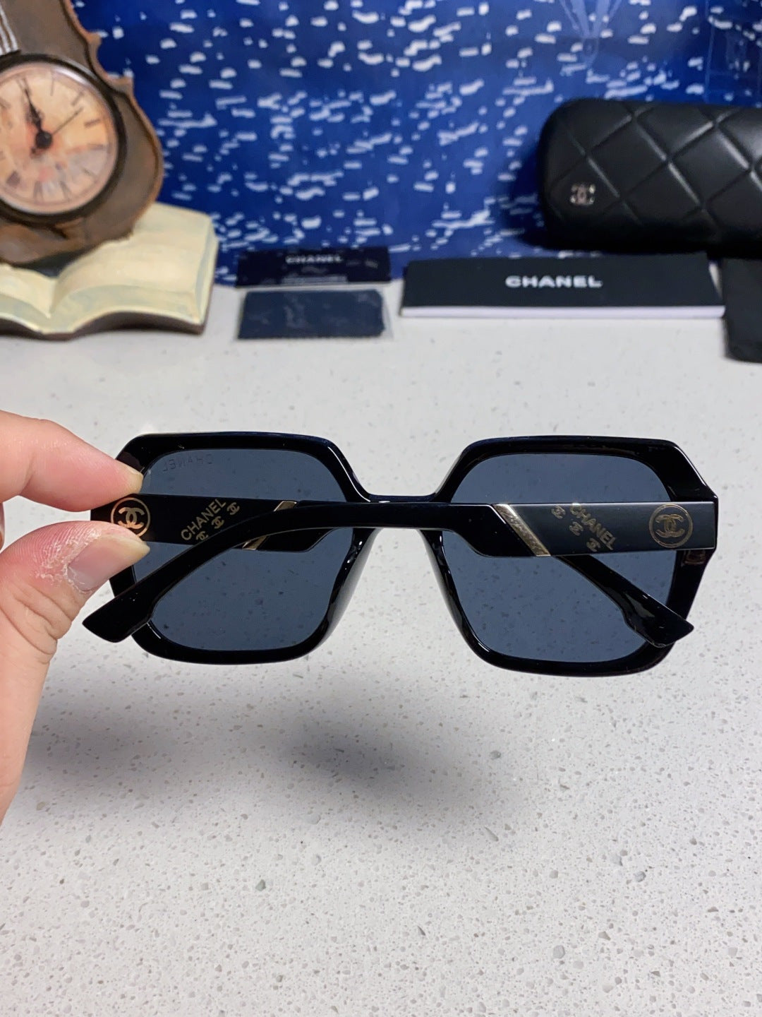 Chanel Polarized Square Blue Lens Sunglasses for Women - detail image 5